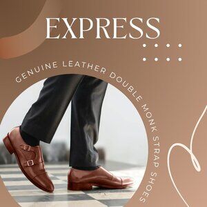 Express Brown Genuine Leather Double Monk Strap Shoes (size 10)